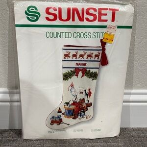 Sunset Holiday Cross Stitch Stocking Kit - “Santa’s Finishing Touch”